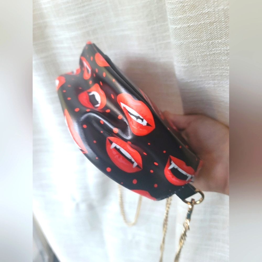 Vampire Polka Dot Crossbody With Gold Chain - Picture 6 of 8